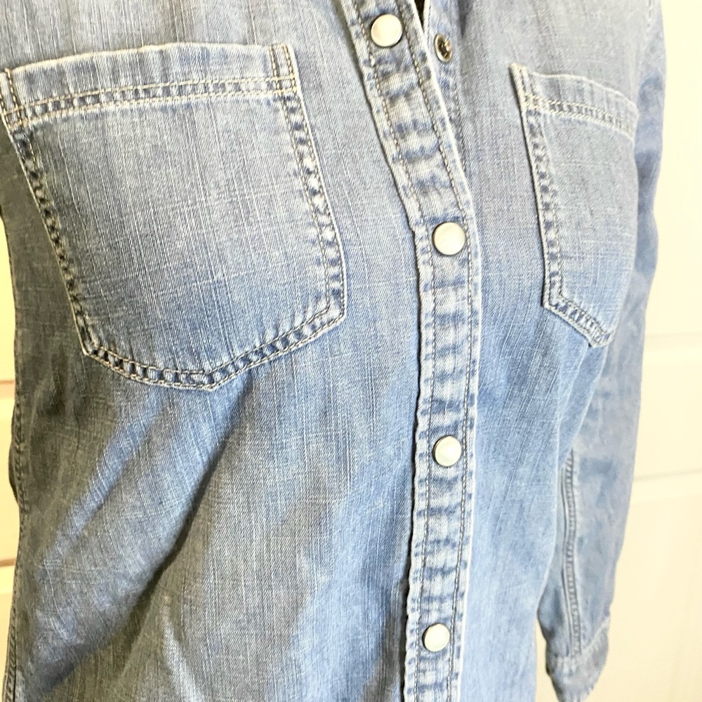 American Eagle Lined Pearl Snap Button Denim Shirt - image 5